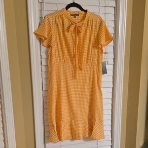 Sharagano Orange Yellow Flutter Sleeve Mini Dress